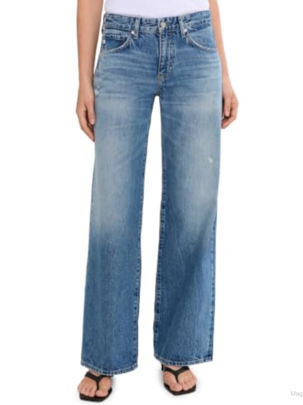 Low Rise Wide Leg Baggy Jeans Loose Fit 100% Cotton Denim